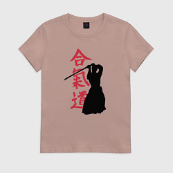 Футболка хлопковая женская Айкидо, цвет: пыльно-розовый