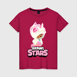Футболка хлопковая женская Leon Unicorn Brawl Stars, цвет: маджента