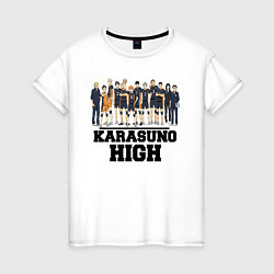 Футболка хлопковая женская Karasuno HIGH, цвет: белый