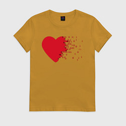 Футболка хлопковая женская Сердце, цвет: горчичный