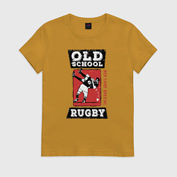 Футболка хлопковая женская Old School Rugby, цвет: горчичный