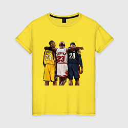 Футболка хлопковая женская Bryant, Jordan, James, цвет: желтый