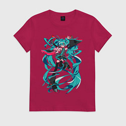 Футболка хлопковая женская Hatsune Miku Expo, цвет: маджента