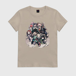 Футболка хлопковая женская MY HERO ACADEMIA все вместе, цвет: миндальный