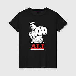 Футболка хлопковая женская Muhammad Ali, цвет: черный