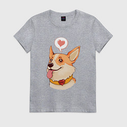 Футболка хлопковая женская КОРГИ, цвет: меланж