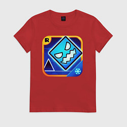 Футболка хлопковая женская Geometry Dash, цвет: красный