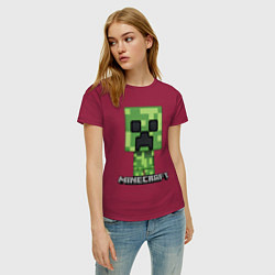 Футболка хлопковая женская MINECRAFT, цвет: маджента — фото 2
