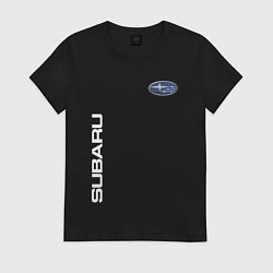Футболка хлопковая женская SUBARU, цвет: черный