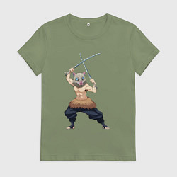 Футболка хлопковая женская KIMETSU NO YAIBA, цвет: авокадо
