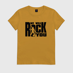 Футболка хлопковая женская QUEEN, цвет: горчичный