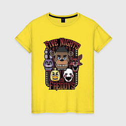 Футболка хлопковая женская FIVE NIGHTS AT FREDDYS, цвет: желтый