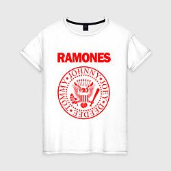 Футболка хлопковая женская RAMONES, цвет: белый