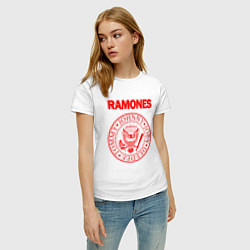 Футболка хлопковая женская RAMONES, цвет: белый — фото 2