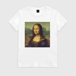 Футболка хлопковая женская Mona Lisa pixels, цвет: белый