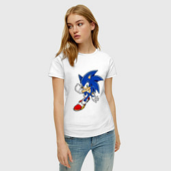 Футболка хлопковая женская Sonic, цвет: белый — фото 2