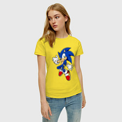 Футболка хлопковая женская Sonic, цвет: желтый — фото 2