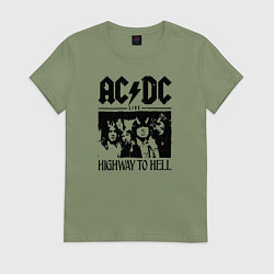 Футболка хлопковая женская ACDC highway to hell, цвет: авокадо