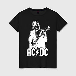 Футболка хлопковая женская ACDC, цвет: черный