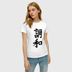 Футболка хлопковая женская Японский иероглиф Гармония, цвет: белый — фото 2
