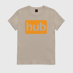 Футболка хлопковая женская Hub, цвет: миндальный