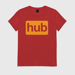 Футболка хлопковая женская Hub, цвет: красный