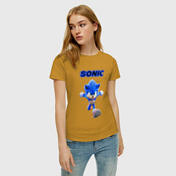 Футболка хлопковая женская SONIC, цвет: горчичный — фото 2