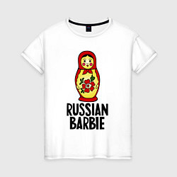 Футболка хлопковая женская Russian barbie, цвет: белый