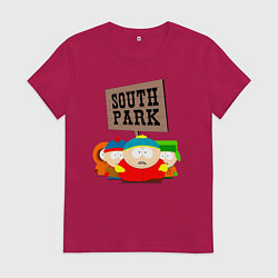Футболка хлопковая женская ЮЖНЫЙ ПАРК, цвет: маджента