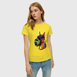 Футболка хлопковая женская Берегись шнауцеров!, цвет: желтый — фото 2