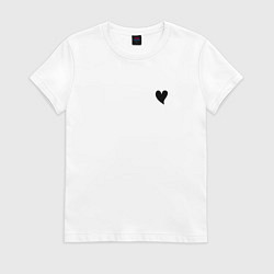 Футболка хлопковая женская СЕРДЕЧКО, цвет: белый