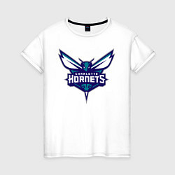 Футболка хлопковая женская Charlotte Hornets 1, цвет: белый