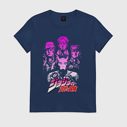 Футболка хлопковая женская JOJOS BIZARRE ADVENTURE, цвет: тёмно-синий