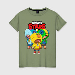 Футболка хлопковая женская BRAWL STARS LEON SKINS, цвет: авокадо