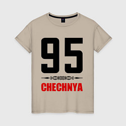 Футболка хлопковая женская 95 Chechnya, цвет: миндальный
