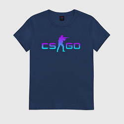 Футболка хлопковая женская CS GO NEON, цвет: тёмно-синий
