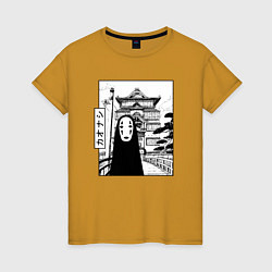 Футболка хлопковая женская No-Face Spirited Away Ghibli, цвет: горчичный