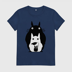 Футболка хлопковая женская Тоторо, цвет: тёмно-синий