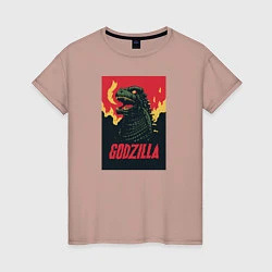 Футболка хлопковая женская Godzilla, цвет: пыльно-розовый