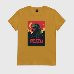 Футболка хлопковая женская Godzilla, цвет: горчичный