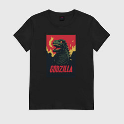 Футболка хлопковая женская Godzilla, цвет: черный