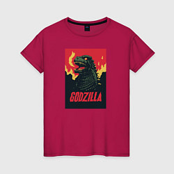 Футболка хлопковая женская Godzilla, цвет: маджента