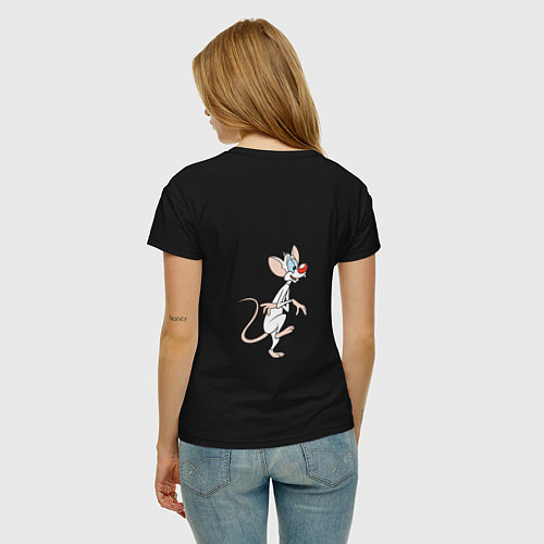 Женская футболка Брейн и Пинки / Черный – фото 4