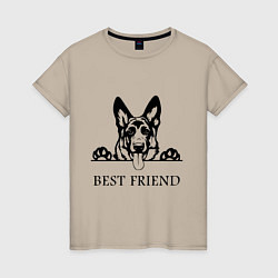 Футболка хлопковая женская ОВЧАРКА BEST FRIEND Z, цвет: миндальный