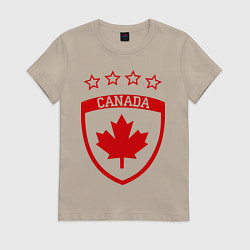 Футболка хлопковая женская Canada: 4 Stars, цвет: миндальный