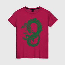 Футболка хлопковая женская Древний китайский дракон, цвет: маджента