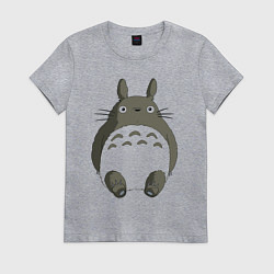 Футболка хлопковая женская Тоторо с прозрачным пузиком, цвет: меланж