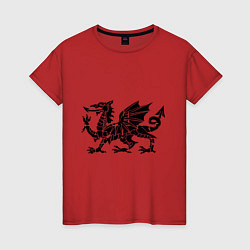 Футболка хлопковая женская Мифический дракон, цвет: красный