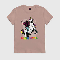 Футболка хлопковая женская Death Metal Unicorn, цвет: пыльно-розовый