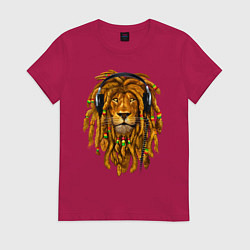 Футболка хлопковая женская RastaLion, цвет: маджента